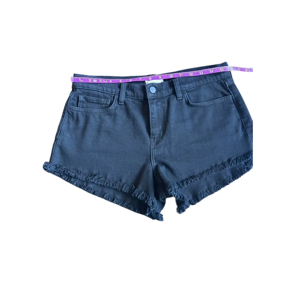 LAGENCE Zoe The Perfect Fit Short Noir Black Frayed Cutoff Shorts Women's 28